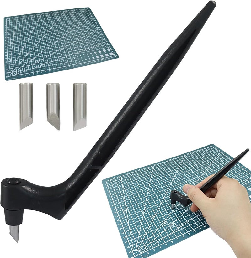 Moicstiy Craft Cutting Tools, Craft Cutting Knives with 3 different 360 Degree Rotating Blades and Cutting Mat, Stainless Steel Cutter Pen for Stencils Scrapbooks DIY Crafts (Black) - Image 1